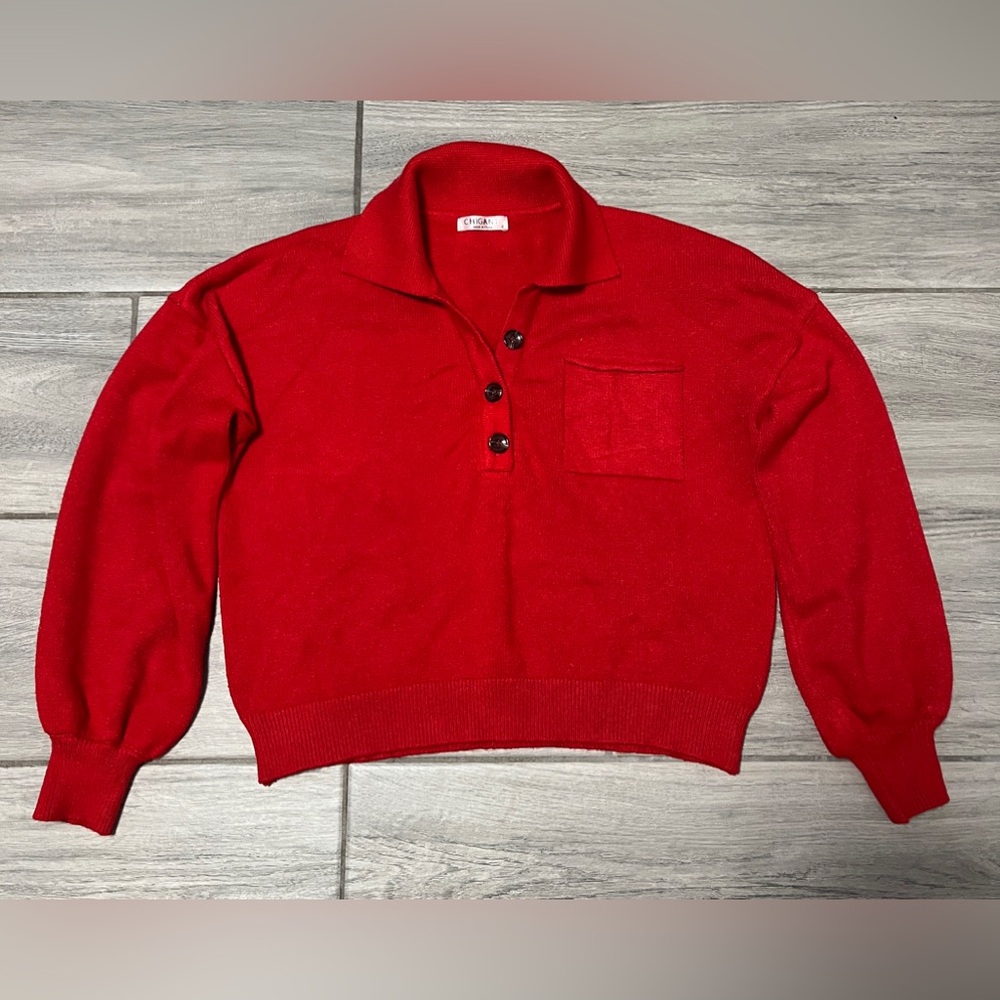 Chigant Women's Red Cropped Sweater, size S